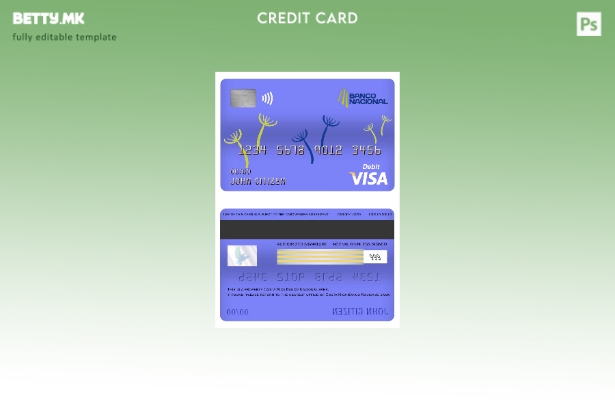 Модерен стил шаблон за дебитна картичка за банкарска виза на Костарика Banco Nac